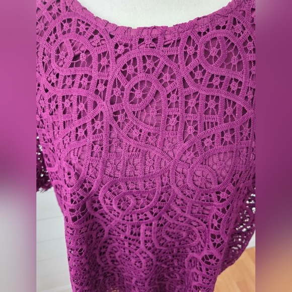 Philosophy Eyelet purple Plus Size Blousse Shirt size 2x - Picture 3 of 8